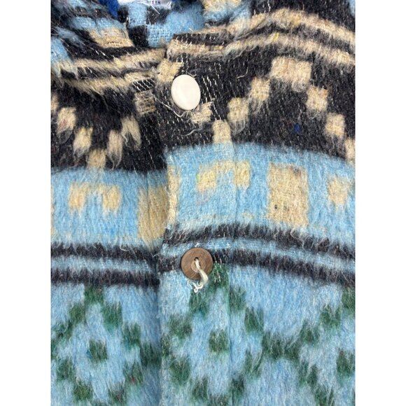 Vintage Amos & Andes Sweater Mens Large Alpaca Llama Pattern Hooded Wool 90s - Picture 6 of 10